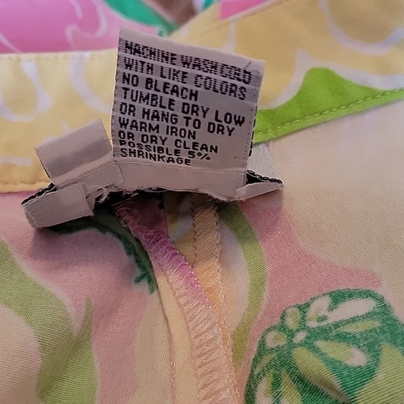 LILLY PULITZER Cropped Pink White Green Yellow Flower Print Pants Size 2 - Picture 8 of 13